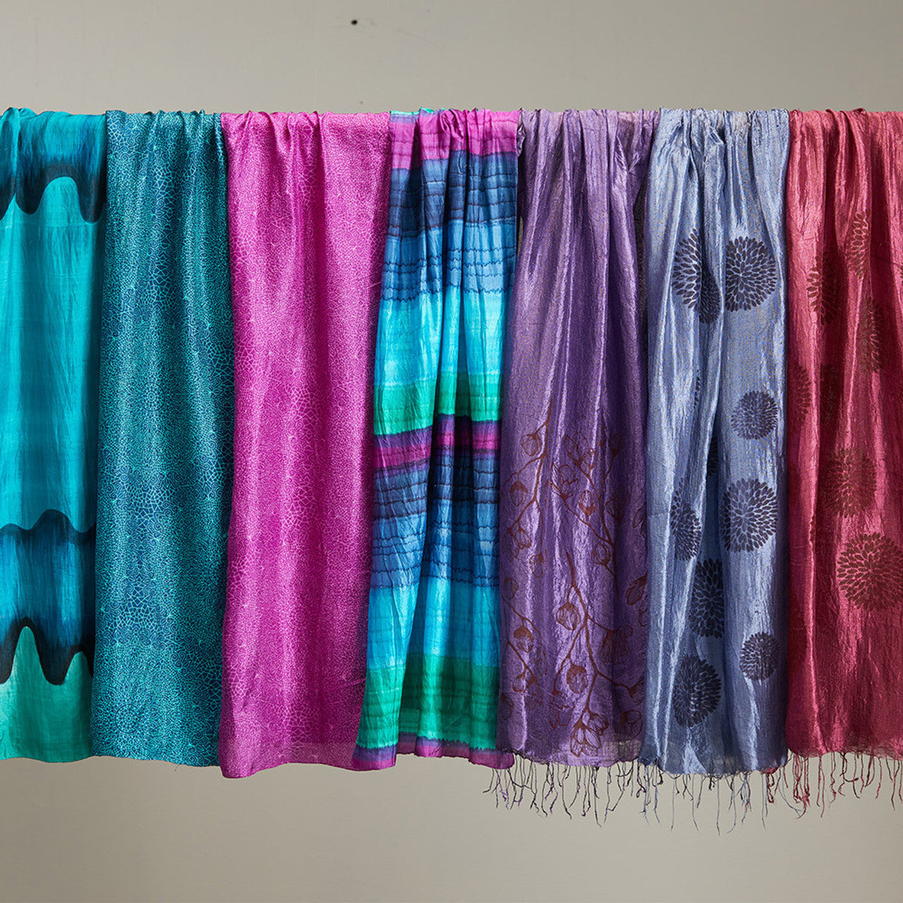 Cranberry Chrysanthemum Silk Scarf