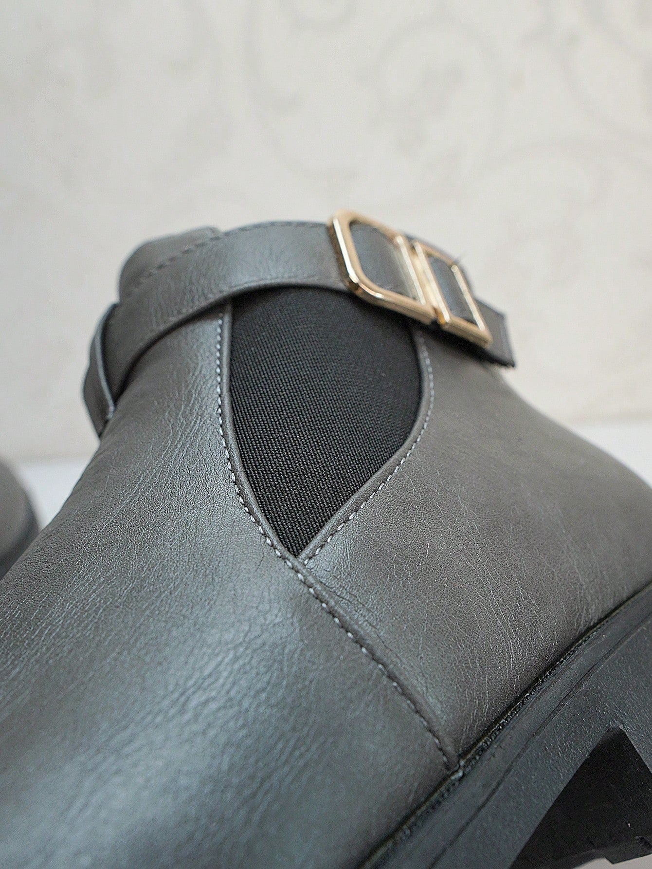 Fashionable Casual Shoes, Leather High-Top Ankle Boots, Black & White Short Boots With Metal Decor & Hook And Loop Design
