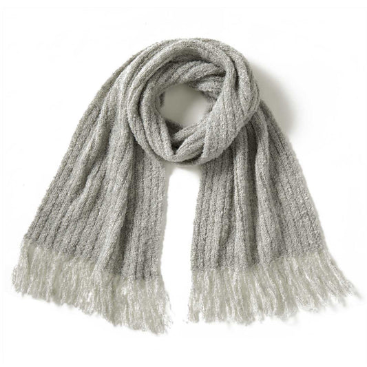 Soft Gray Boucle Alpaca Scarf